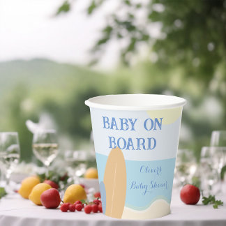 Vasos De Papel Baby on Board Surfing Beach Baby Shower