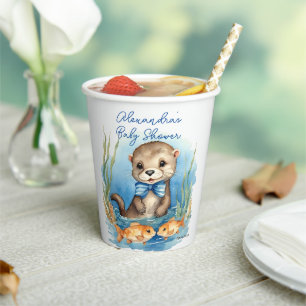 Vasos De Papel Baby Otter Boy Baby Shower