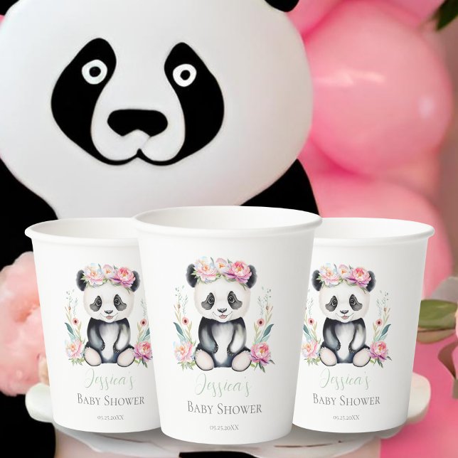 Vasos De Papel Baby Panda Peonies Jungle Baby Shower (Sip in style with our Baby Panda Peonies Jungle Paper Cups!)