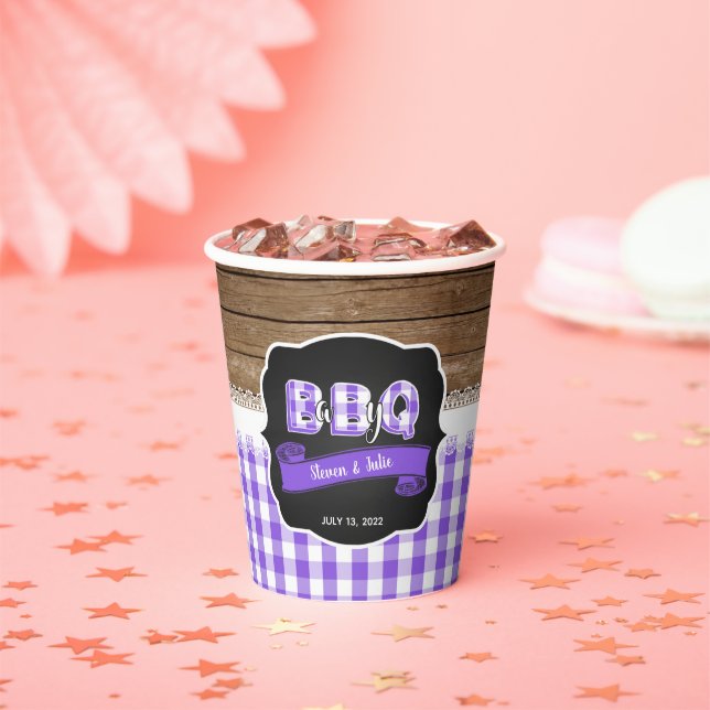 Vasos De Papel Baby Q Baby Shower Paper Cup - Purple (in situ)