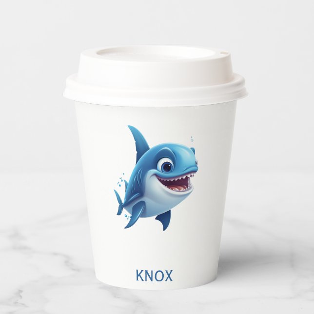 Vasos De Papel Baby Shark Personalizado Birthday Party (Anverso)