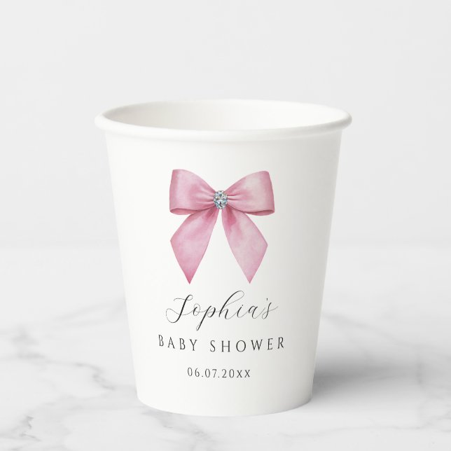 Vasos De Papel Baby Shower Arco Rosa  (Anverso)