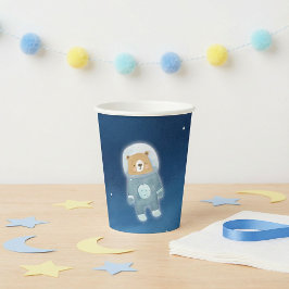 Vasos De Papel Baby Shower astronauta de oso espacial azul