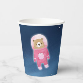 Vasos De Papel Baby Shower astronauta de oso espacial rosa