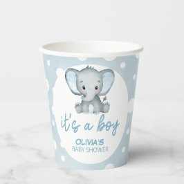 Vasos De Papel Baby Shower azul Cute Elephant