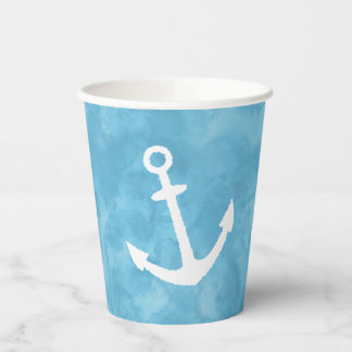 Vasos De Papel Baby Shower azul de ancla nautica