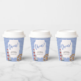 Vasos De Papel Baby Shower Azul Náutico
