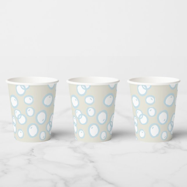 Vasos De Papel Baby Shower Beige de las burbujas azules dibujadas (Multi)