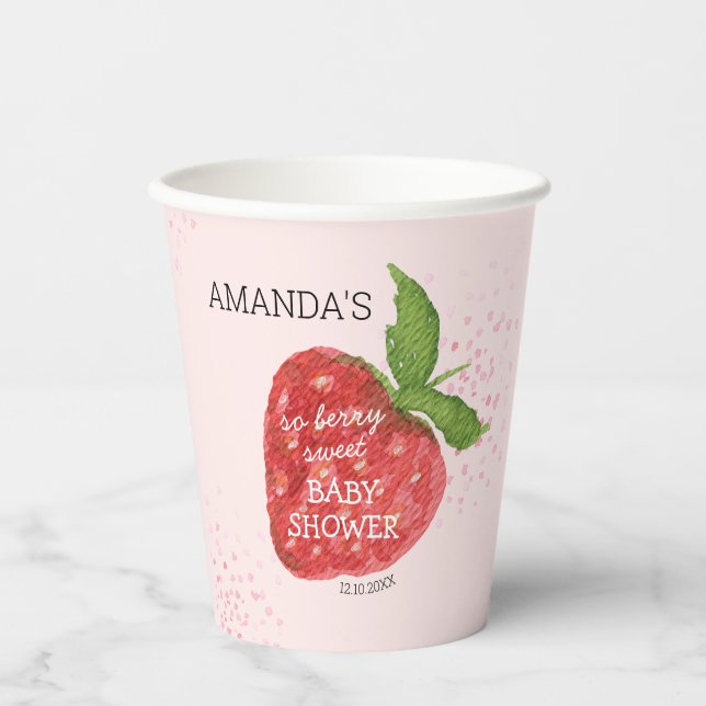 Vasos De Papel Baby Shower Berry Sweet Strawberry (Anverso)