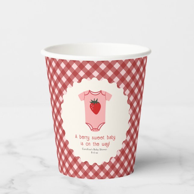 Vasos De Papel Baby Shower Berry Sweet Strawberry (Anverso)