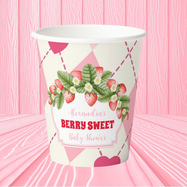 Vasos De Papel Baby Shower Berry Sweet Strawberry (Subido por el creador)