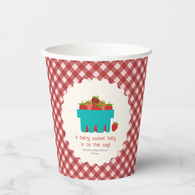 Vasos De Papel Baby Shower Berry Sweet Strawberry Basket (Anverso)