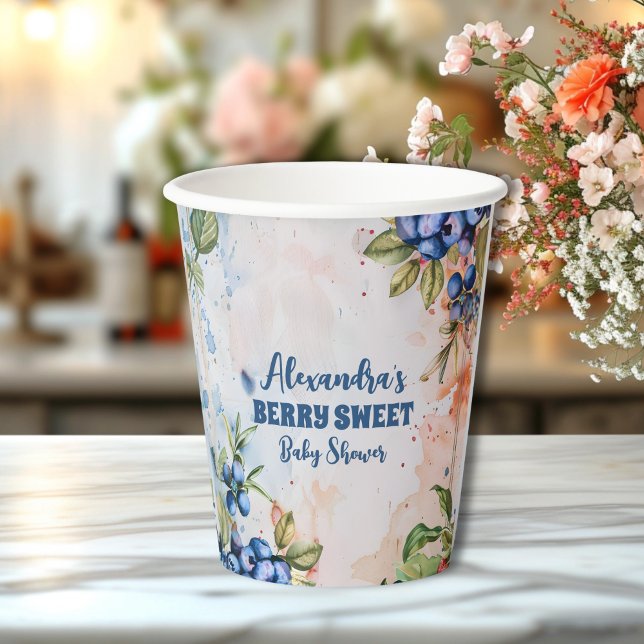 Vasos De Papel Baby Shower Berry Sweet Wild Berries & Flowers (Subido por el creador)