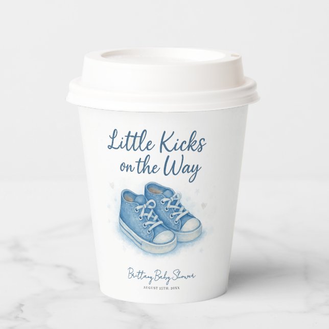 Vasos De Papel Baby Shower Blue Baby Sneakers (Anverso)