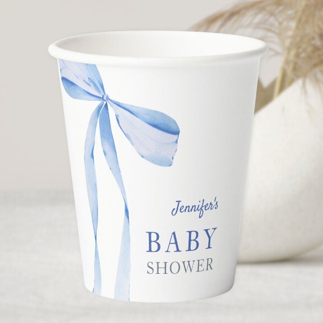 Vasos De Papel Baby Shower Blue Bow Boy (Subido por el creador)