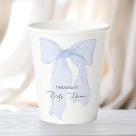 Vasos De Papel Baby Shower Blue Bow Coquette