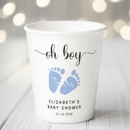 Vasos De Papel Baby Shower Blue Feet Boy