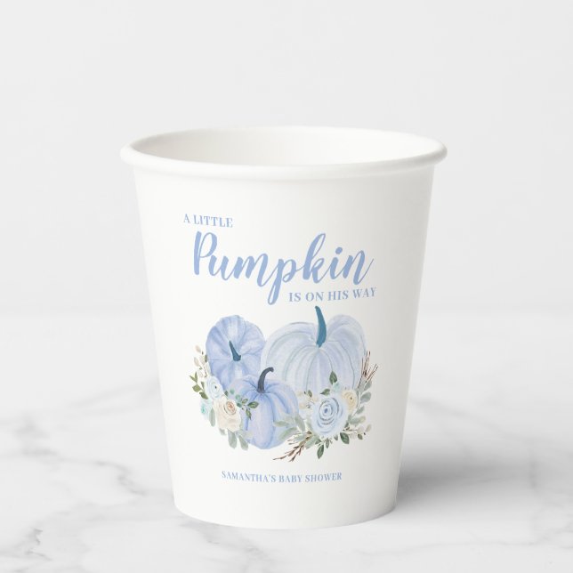 Vasos De Papel Baby Shower Blue Little Pumpkin Boy (Anverso)