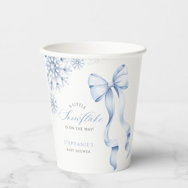 Vasos De Papel Baby Shower Blue Snowflake (Anverso)
