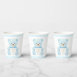 Vasos De Papel Baby Shower Blue Teddy Bear Boy