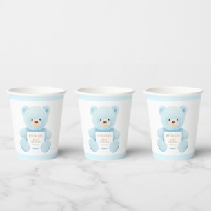 Vasos De Papel Baby Shower Blue Teddy Bear Boy