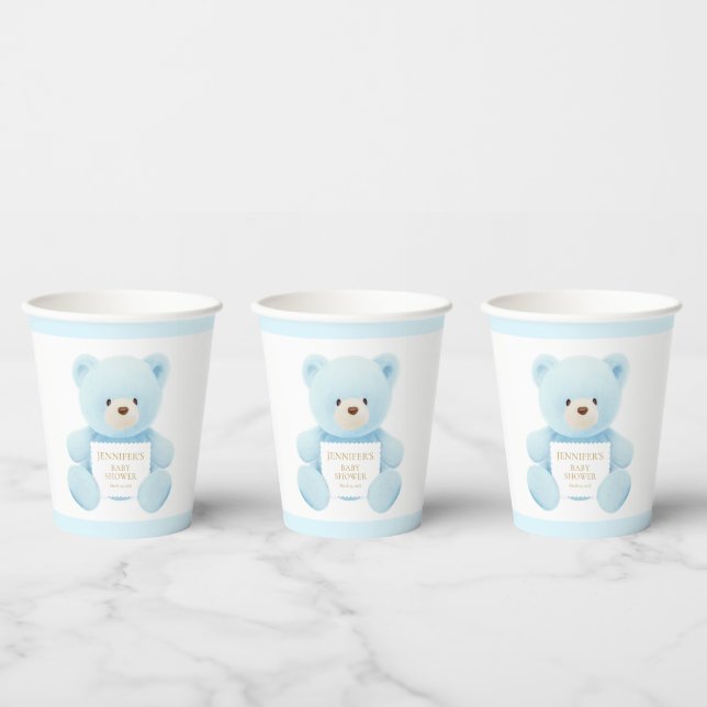 Vasos De Papel Baby Shower Blue Teddy Bear Boy (Multi)