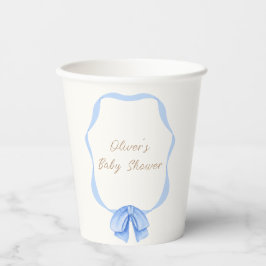 Vasos De Papel Baby Shower Blue Vintage Bow Ribbon Boy