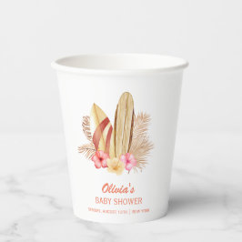 Vasos De Papel Baby Shower Boho Tropical Flower SurfIng
