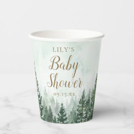 Vasos De Papel Baby Shower Bosque de Pinos Rústicos