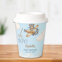 Vasos De Papel Baby Shower Boy Adorable Bear Pilot