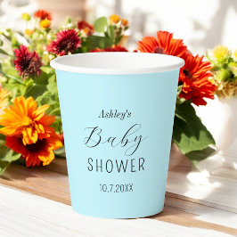 Vasos De Papel Baby Shower Boy Blue Black Calligraphy Paper cup