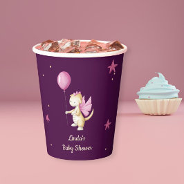 Vasos De Papel Baby Shower Burgundy Pink Dragon