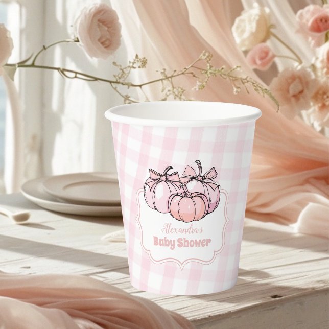 Vasos De Papel Baby Shower Chica Bow de calabaza rosa (Subido por el creador)