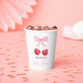 Vasos De Papel Baby Shower Chica de cereza rosada Bow