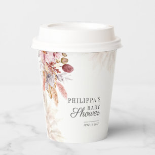 Vasos De Papel Baby Shower Chica de Grass Boho Pampas