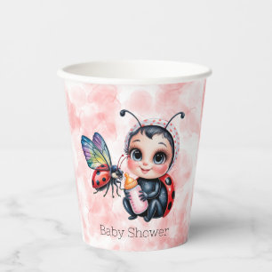 Vasos De Papel Baby Shower, Chica de mariposa y mariposa