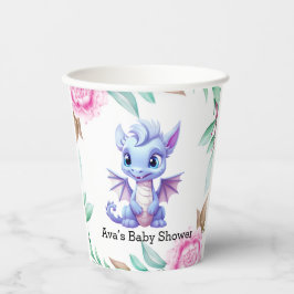 Vasos De Papel Baby Shower, Chica de peones de dragones morados y