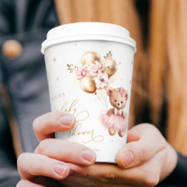 Vasos De Papel Baby Shower, Chica Rosa Dorado, podemos esperar