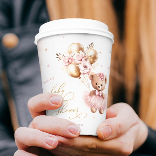 Vasos De Papel Baby Shower, Chica Rosa Dorado, podemos esperar (Subido por el creador)