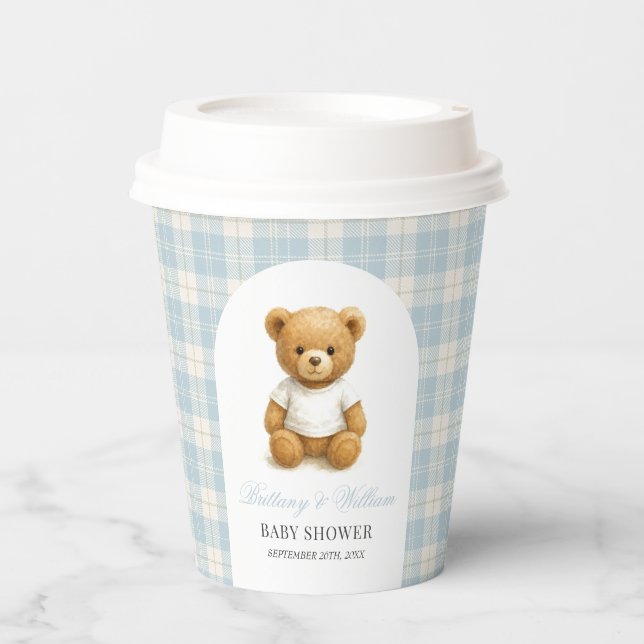 Vasos De Papel Baby Shower Classic Preppy Teddy Bear (Anverso)