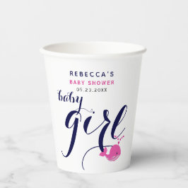 Vasos De Papel Baby Shower con temática oceánica de ballena azul