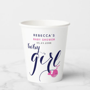 Vasos De Papel Baby Shower con temática oceánica de ballena azul