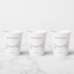 Vasos De Papel Baby Shower Custom Name Date Giraffe Kangaroo
