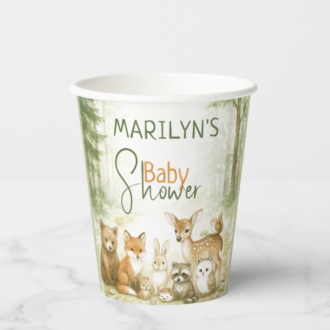 Vasos De Papel Baby Shower Cute Baby Animals (Anverso)