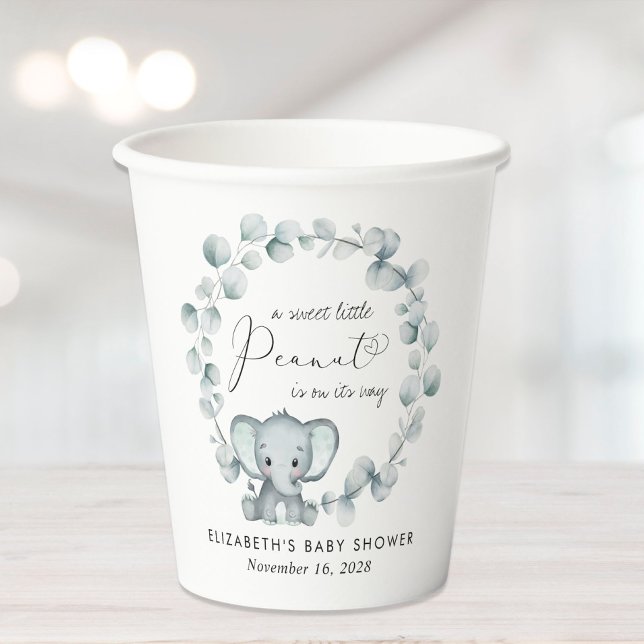 Vasos De Papel Baby Shower Cute Elephant Eucalyptus (Subido por el creador)