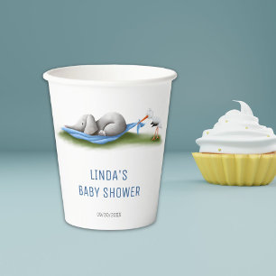 Vasos De Papel Baby Shower Cute Elephant Stork