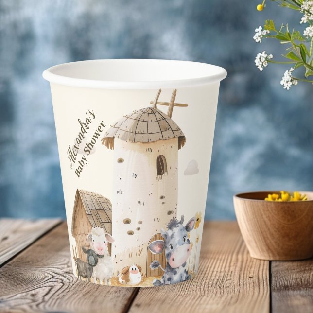 Vasos De Papel Baby Shower de animales de granja (Subido por el creador)