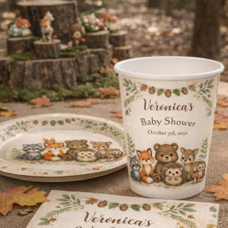 Vasos De Papel Baby Shower de Animales del Bosque