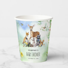 Vasos De Papel Baby Shower de animales del bosque de Woodland Wat