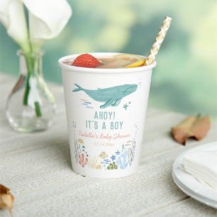 Vasos De Papel Baby Shower De Ballenas Bajo El Mar